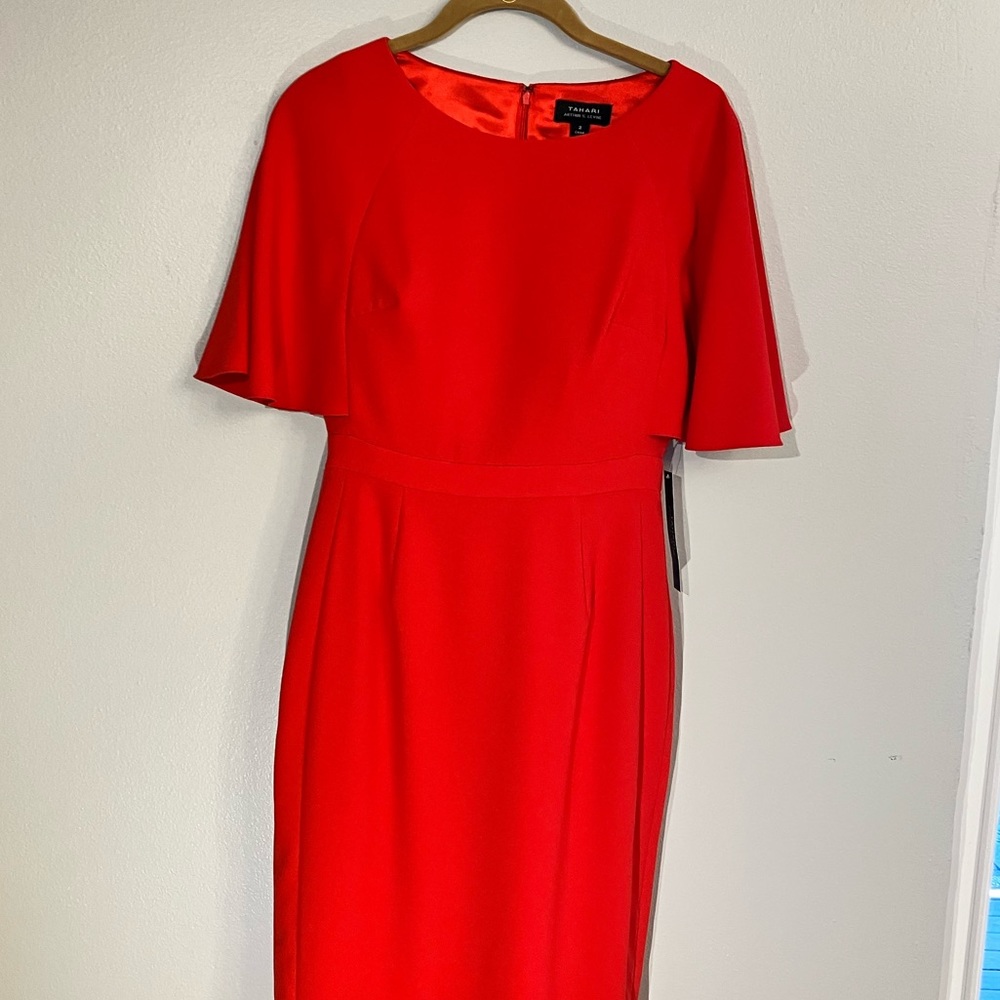 Tahari Arthur S. Levine poppy red dress size 2. Never worn